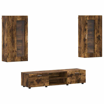 TV-Schrankset | Lowboard | Wandschrank mit Glastüren | Fersehmöbel | 2-teilig