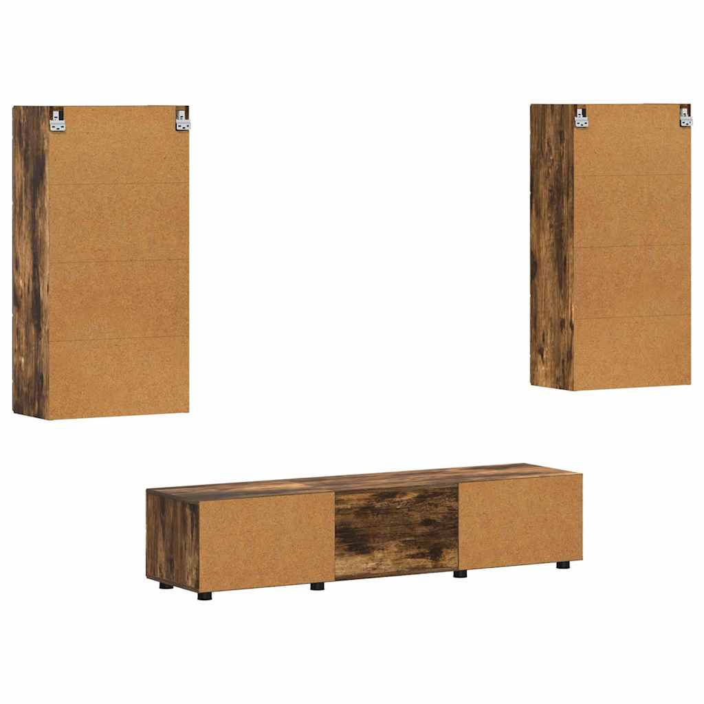 TV-Schrankset | Lowboard | Wandschrank mit Glastüren | Fersehmöbel | 2-teilig