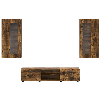 TV-Schrankset | Lowboard | Wandschrank mit Glastüren | Fersehmöbel | 2-teilig