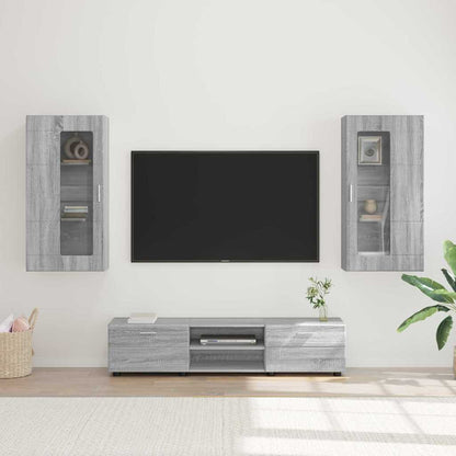 TV-Schrankset | Lowboard | Wandschrank mit Glastüren | Fersehmöbel | 2-teilig