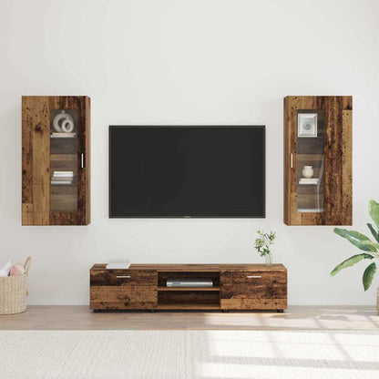 TV-Schrankset | Lowboard | Wandschrank mit Glastüren | Fersehmöbel | 2-teilig