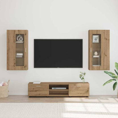 TV-Schrankset | Lowboard | Wandschrank mit Glastüren | Fersehmöbel | 2-teilig