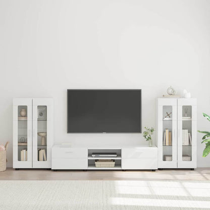 TV-Schrankset | Lowboard | Vitrine mit Glastüren | Fersehmöbel | 2-tlg Möbelset