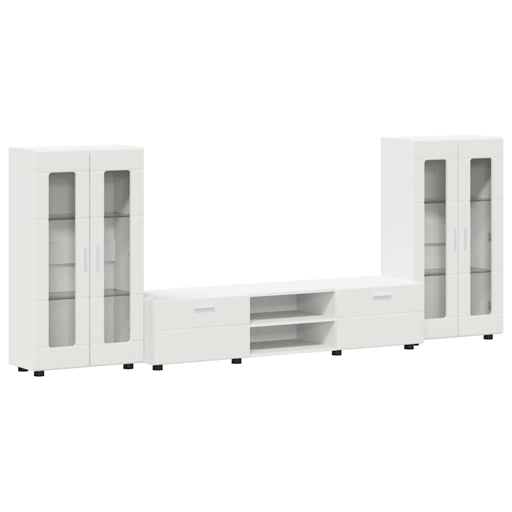 TV-Schrankset | Lowboard | Vitrine mit Glastüren | Fersehmöbel | 2-tlg Möbelset