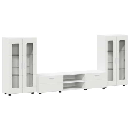TV-Schrankset | Lowboard | Vitrine mit Glastüren | Fersehmöbel | 2-tlg Möbelset