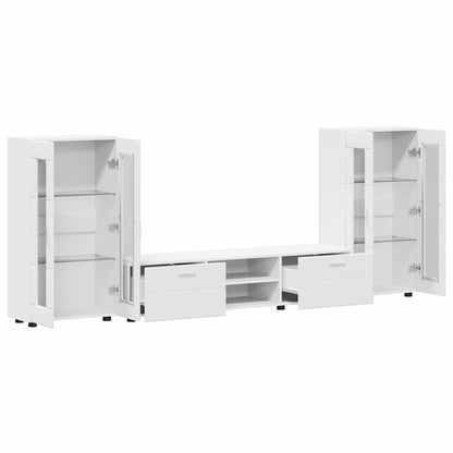 TV-Schrankset | Lowboard | Vitrine mit Glastüren | Fersehmöbel | 2-tlg Möbelset