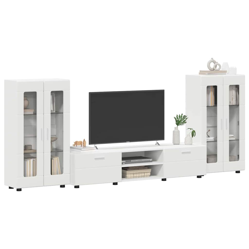 TV-Schrankset | Lowboard | Vitrine mit Glastüren | Fersehmöbel | 2-tlg Möbelset