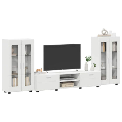 TV-Schrankset | Lowboard | Vitrine mit Glastüren | Fersehmöbel | 2-tlg Möbelset