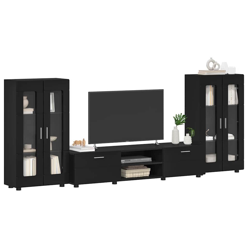 TV-Schrankset | Lowboard | Vitrine mit Glastüren | Fersehmöbel | 2-tlg Möbelset