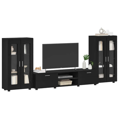 TV-Schrankset | Lowboard | Vitrine mit Glastüren | Fersehmöbel | 2-tlg Möbelset