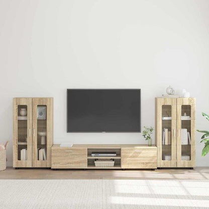 TV-Schrankset | Lowboard | Vitrine mit Glastüren | Fersehmöbel | 2-tlg Möbelset