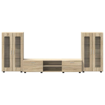 TV-Schrankset | Lowboard | Vitrine mit Glastüren | Fersehmöbel | 2-tlg Möbelset