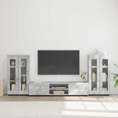 TV-Schrankset | Lowboard | Vitrine mit Glastüren | Fersehmöbel | 2-tlg Möbelset