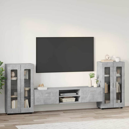 TV-Schrankset | Lowboard | Vitrine mit Glastüren | Fersehmöbel | 2-tlg Möbelset