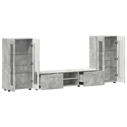 TV-Schrankset | Lowboard | Vitrine mit Glastüren | Fersehmöbel | 2-tlg Möbelset