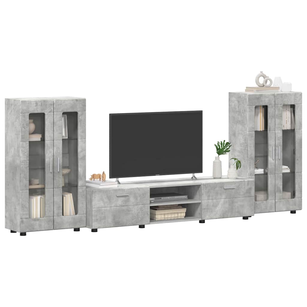 TV-Schrankset | Lowboard | Vitrine mit Glastüren | Fersehmöbel | 2-tlg Möbelset