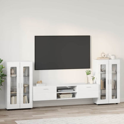 TV-Schrankset | Lowboard | Vitrine mit Glastüren | Fersehmöbel | 2-tlg Möbelset