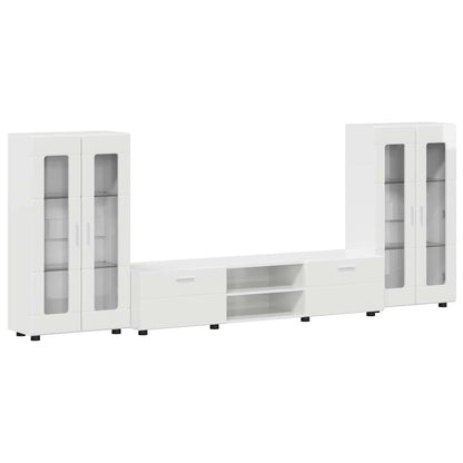 TV-Schrankset | Lowboard | Vitrine mit Glastüren | Fersehmöbel | 2-tlg Möbelset