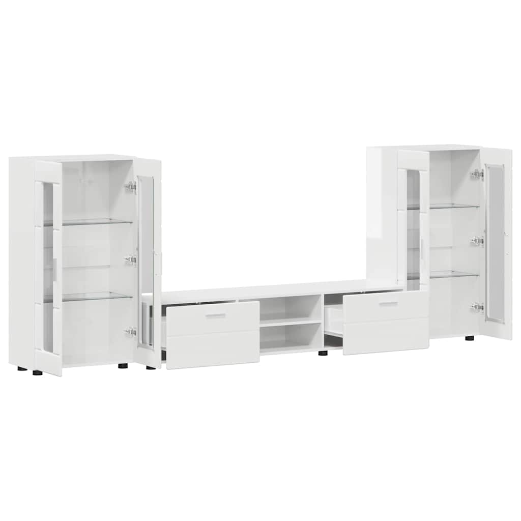 TV-Schrankset | Lowboard | Vitrine mit Glastüren | Fersehmöbel | 2-tlg Möbelset