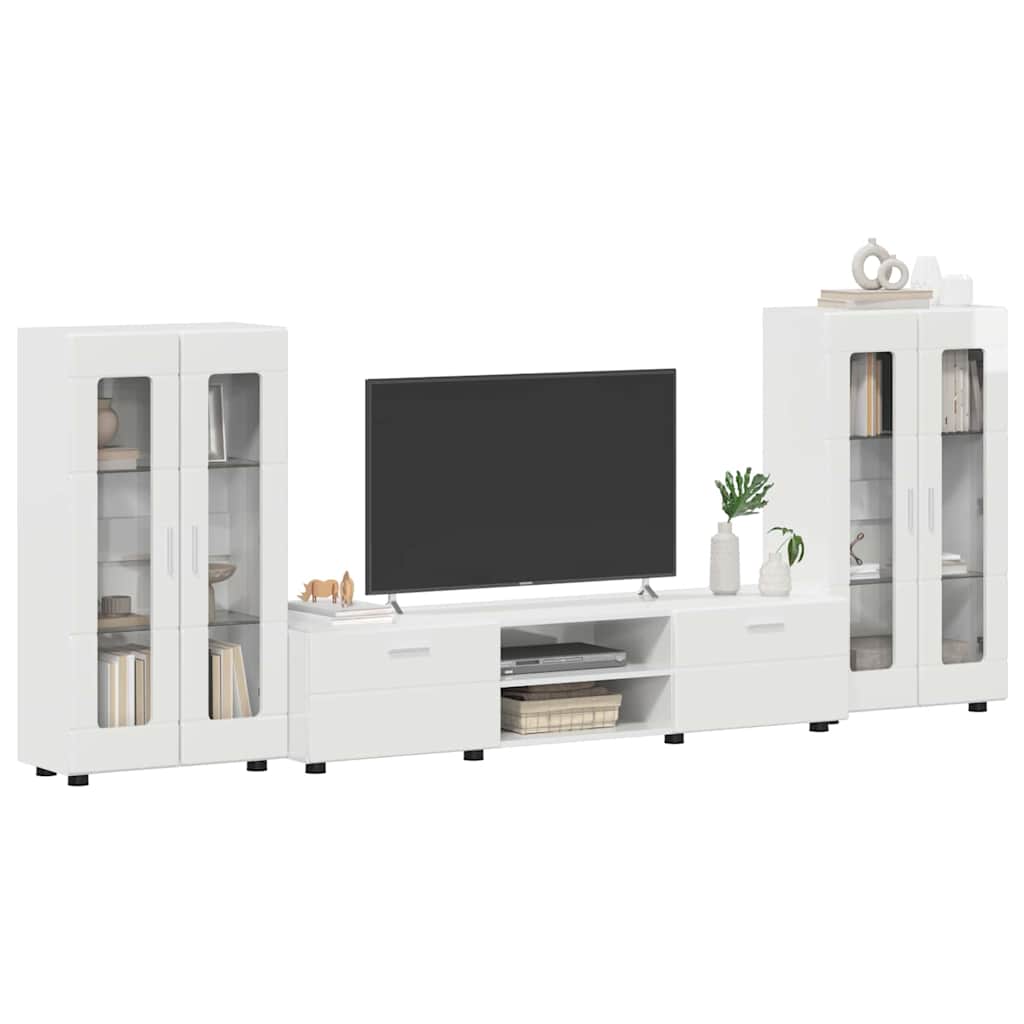TV-Schrankset | Lowboard | Vitrine mit Glastüren | Fersehmöbel | 2-tlg Möbelset