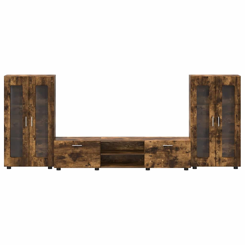 TV-Schrankset | Lowboard | Vitrine mit Glastüren | Fersehmöbel | 2-tlg Möbelset