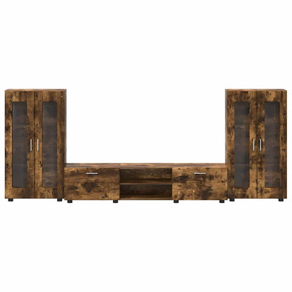 TV-Schrankset | Lowboard | Vitrine mit Glastüren | Fersehmöbel | 2-tlg Möbelset