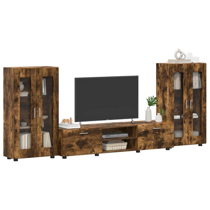 TV-Schrankset | Lowboard | Vitrine mit Glastüren | Fersehmöbel | 2-tlg Möbelset