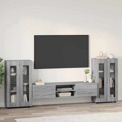 TV-Schrankset | Lowboard | Vitrine mit Glastüren | Fersehmöbel | 2-tlg Möbelset