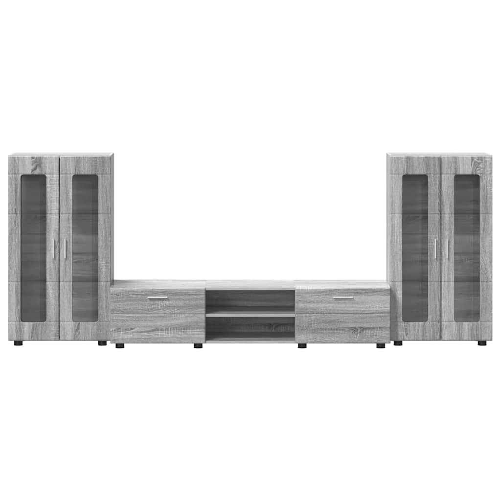 TV-Schrankset | Lowboard | Vitrine mit Glastüren | Fersehmöbel | 2-tlg Möbelset