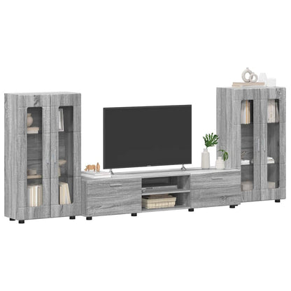 TV-Schrankset | Lowboard | Vitrine mit Glastüren | Fersehmöbel | 2-tlg Möbelset