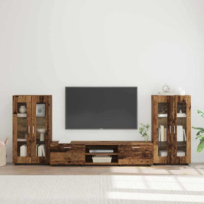 TV-Schrankset | Lowboard | Vitrine mit Glastüren | Fersehmöbel | 2-tlg Möbelset