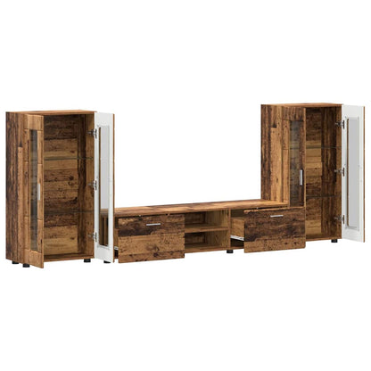TV-Schrankset | Lowboard | Vitrine mit Glastüren | Fersehmöbel | 2-tlg Möbelset