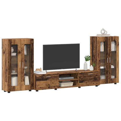 TV-Schrankset | Lowboard | Vitrine mit Glastüren | Fersehmöbel | 2-tlg Möbelset