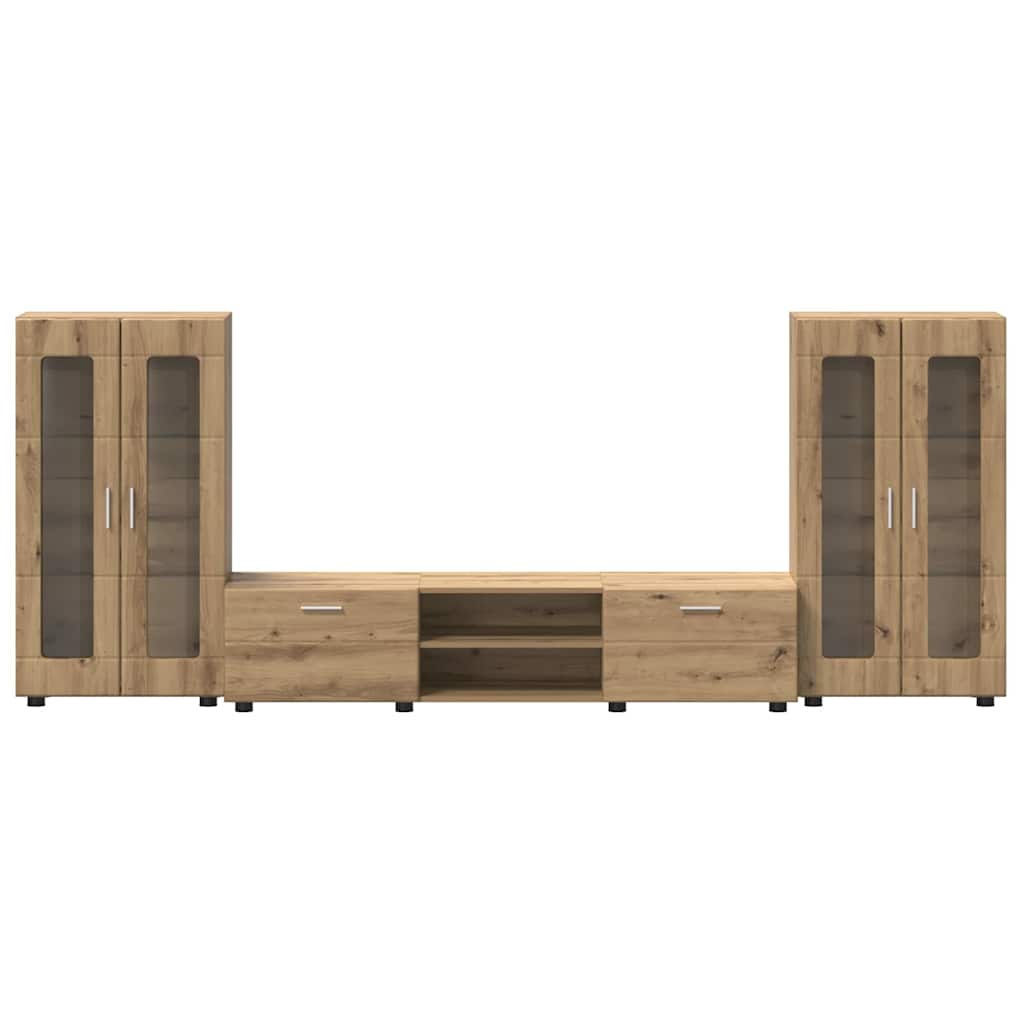 TV-Schrankset | Lowboard | Vitrine mit Glastüren | Fersehmöbel | 2-tlg Möbelset