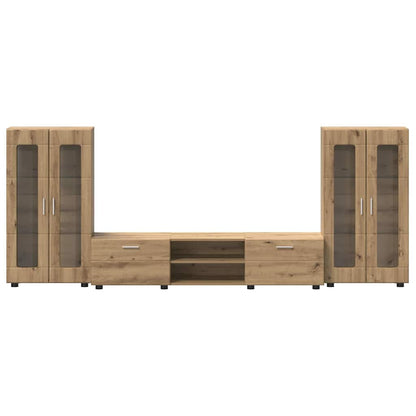 TV-Schrankset | Lowboard | Vitrine mit Glastüren | Fersehmöbel | 2-tlg Möbelset