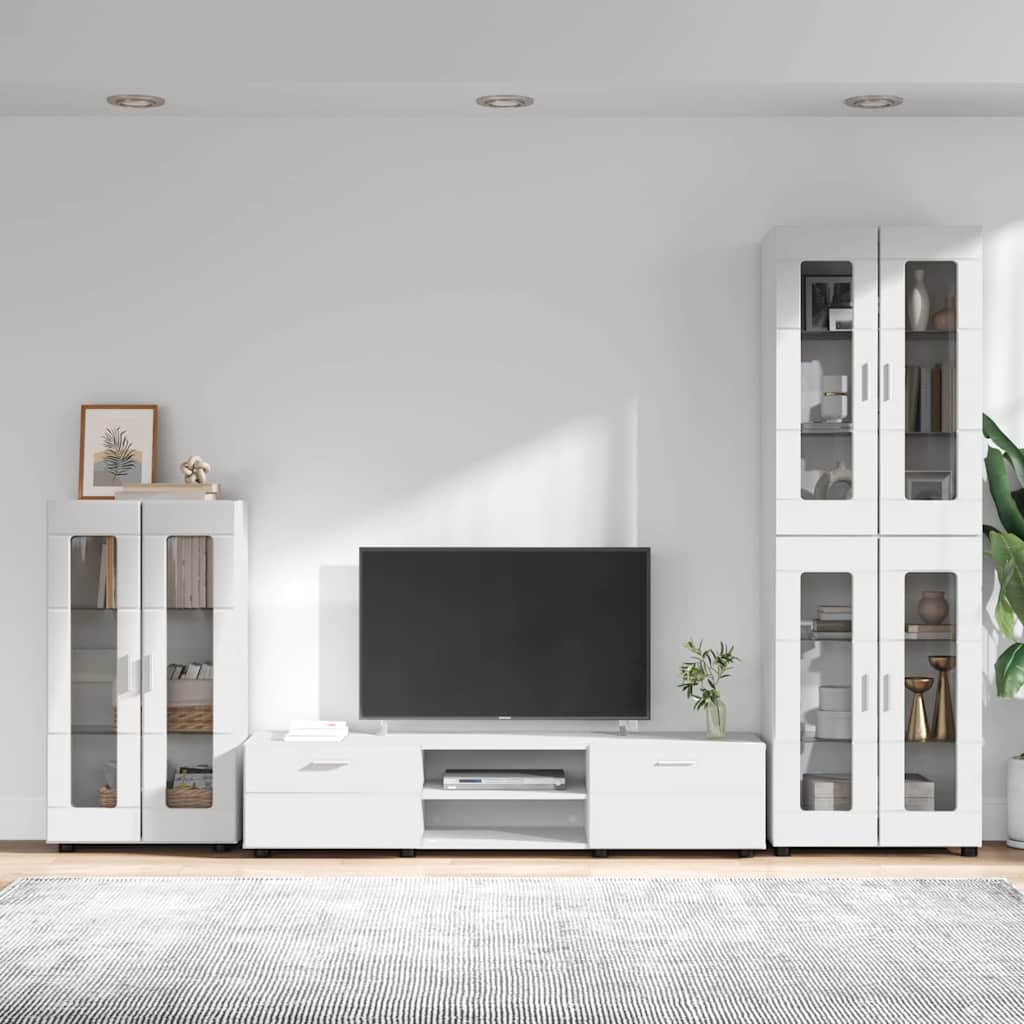 TOP Wohnwand | Vitrinenschrank | Highboard | TV-Schrankset | Lowboard | 182 cm