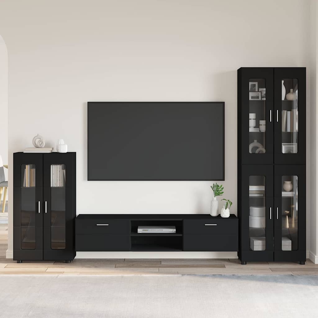TOP Wohnwand | Vitrinenschrank | Highboard | TV-Schrankset | Lowboard | 182 cm