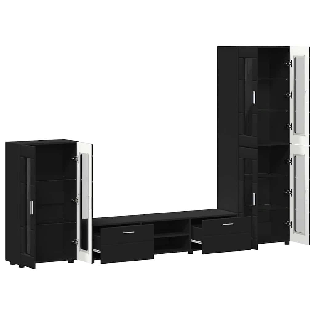 TOP Wohnwand | Vitrinenschrank | Highboard | TV-Schrankset | Lowboard | 182 cm