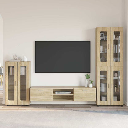 TOP Wohnwand | Vitrinenschrank | Highboard | TV-Schrankset | Lowboard | 182 cm