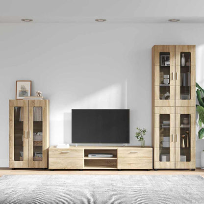TOP Wohnwand | Vitrinenschrank | Highboard | TV-Schrankset | Lowboard | 182 cm