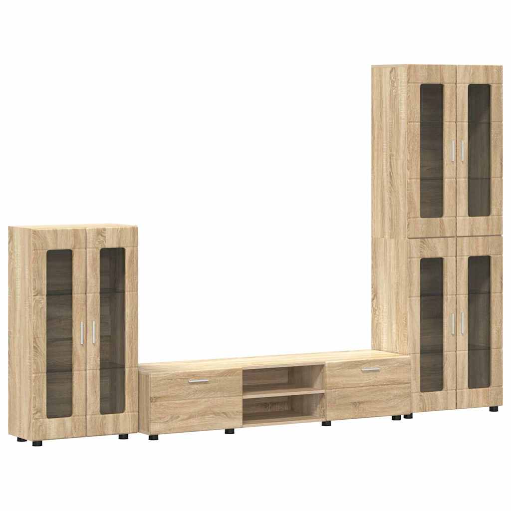 TOP Wohnwand | Vitrinenschrank | Highboard | TV-Schrankset | Lowboard | 182 cm