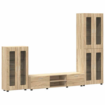 TOP Wohnwand | Vitrinenschrank | Highboard | TV-Schrankset | Lowboard | 182 cm