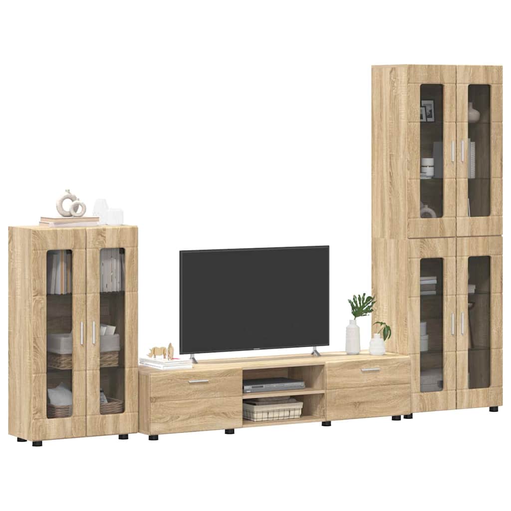 TOP Wohnwand | Vitrinenschrank | Highboard | TV-Schrankset | Lowboard | 182 cm
