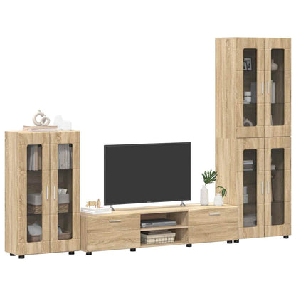 TOP Wohnwand | Vitrinenschrank | Highboard | TV-Schrankset | Lowboard | 182 cm