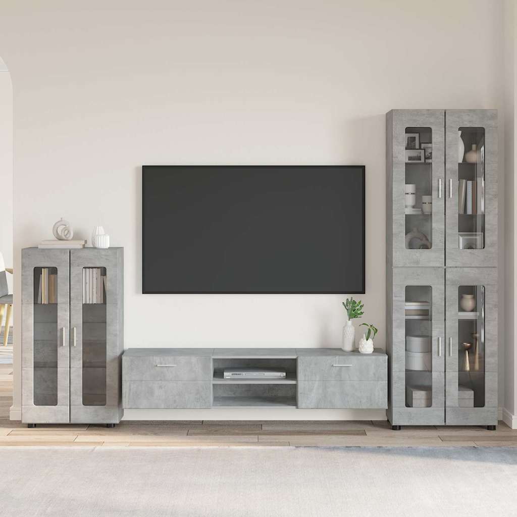 TOP Wohnwand | Vitrinenschrank | Highboard | TV-Schrankset | Lowboard | 182 cm