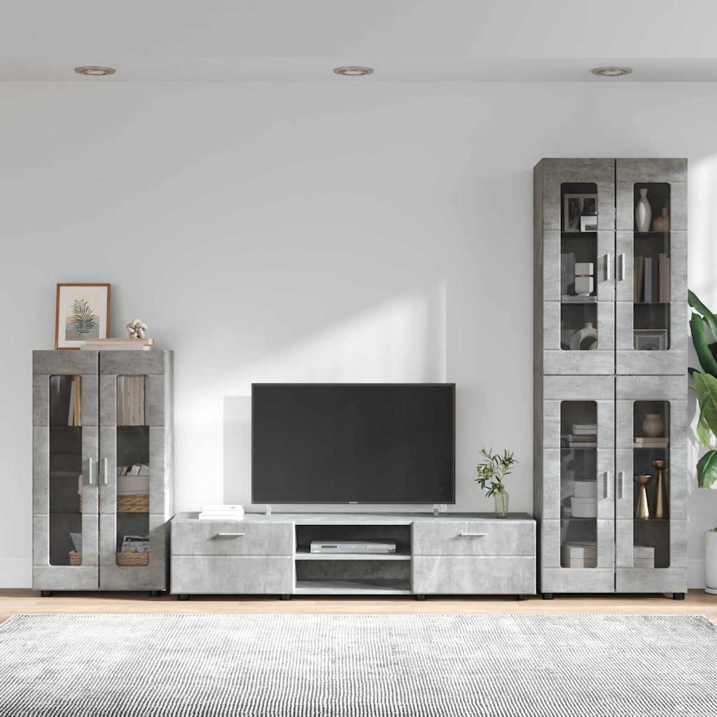 TOP Wohnwand | Vitrinenschrank | Highboard | TV-Schrankset | Lowboard | 182 cm