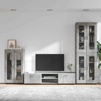 TOP Wohnwand | Vitrinenschrank | Highboard | TV-Schrankset | Lowboard | 182 cm
