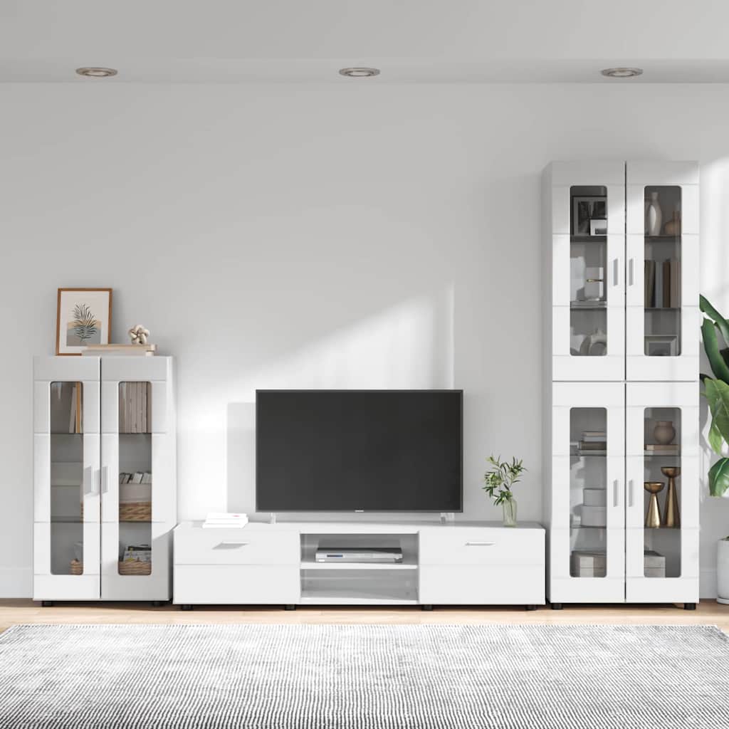 TOP Wohnwand | Vitrinenschrank | Highboard | TV-Schrankset | Lowboard | 182 cm