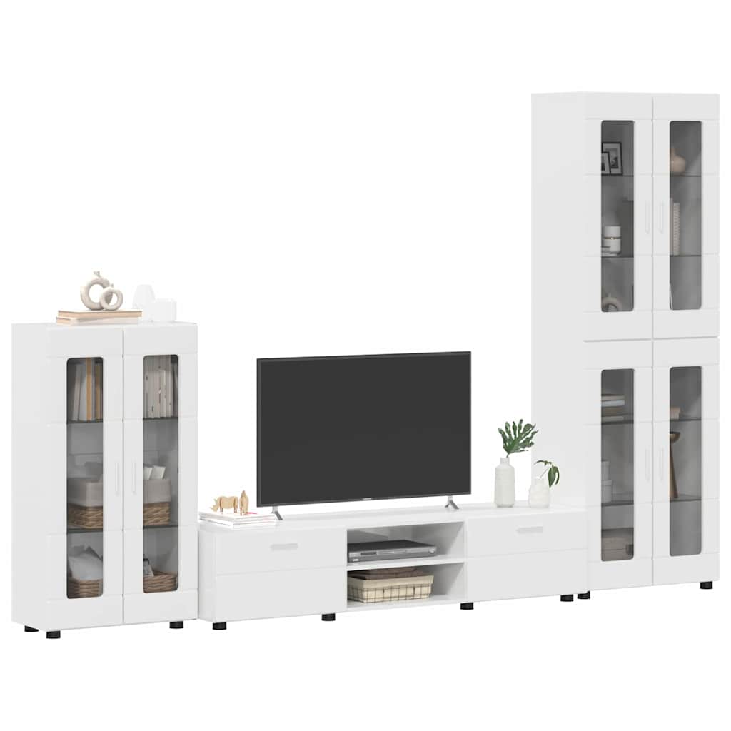 TOP Wohnwand | Vitrinenschrank | Highboard | TV-Schrankset | Lowboard | 182 cm