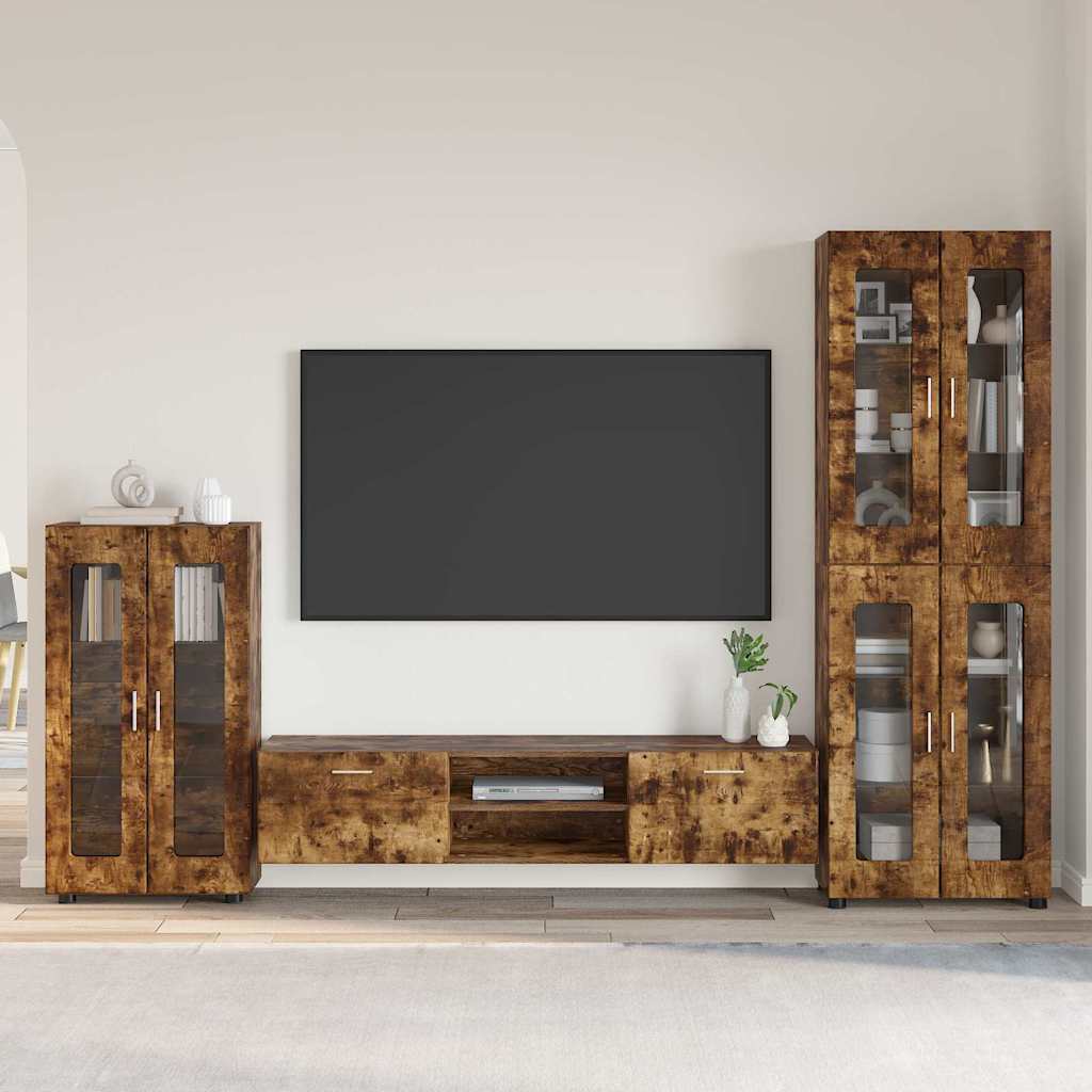 TOP Wohnwand | Vitrinenschrank | Highboard | TV-Schrankset | Lowboard | 182 cm
